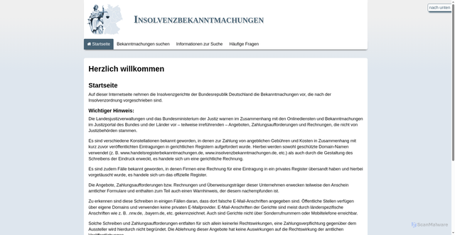 Security scan screenshot of https://neu.insolvenzbekanntmachungen.de