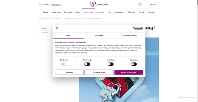 Security scan screenshot of https://posnania.eu/wydarzenia/posnania-apres-sale-rob-zakupy-i-wygrywaj-nagrody/