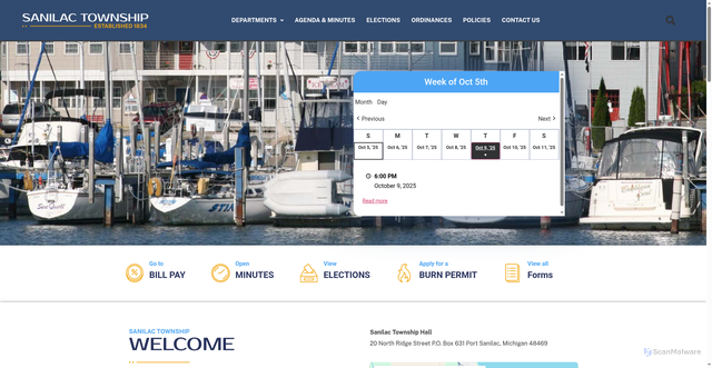 Security scan screenshot of https://sanilactownshipmi.gov/