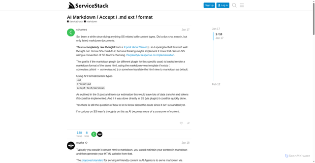 Security scan screenshot of https://forums.servicestack.net