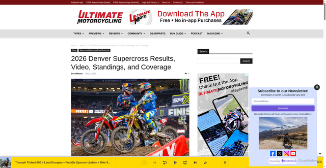 Security scan screenshot of https://ultimatemotorcycling.com/2026/05/02/2026-denver-supercross-results-video-standings-and-coverage/
