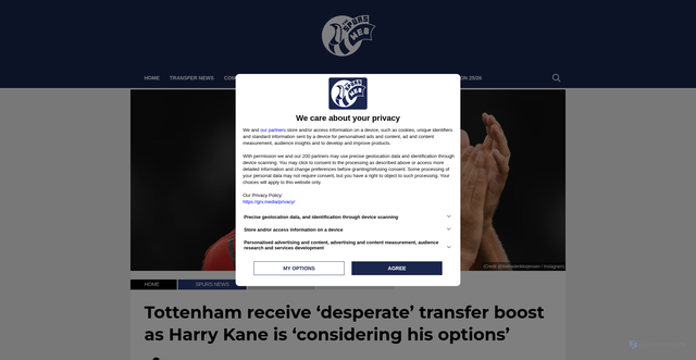 Security scan screenshot of https://www.spurs-web.com/spurs-news/tottenham-receive-desperate-transfer-boost-as-harry-kane-is-considering-his-options/