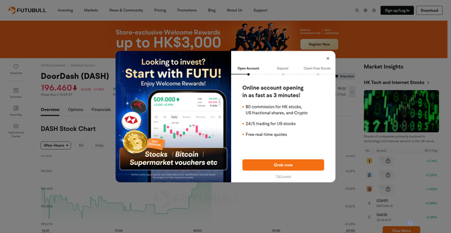 Security scan screenshot of https://www.futunn.com/en/stock/DASH-US