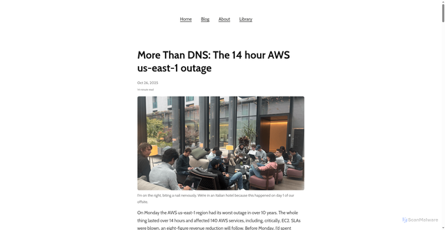 Security scan screenshot of https://thundergolfer.com/blog/aws-us-east-1-outage-oct20