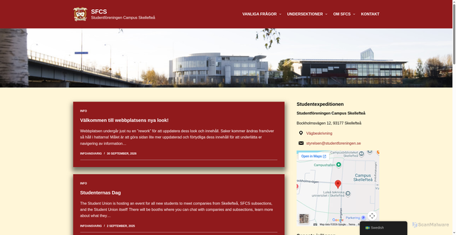 Security scan screenshot of https://studentforeningen.se