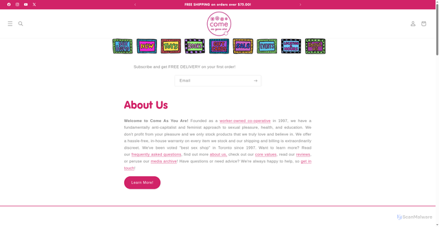 Security scan screenshot of https://comeasyouare.com