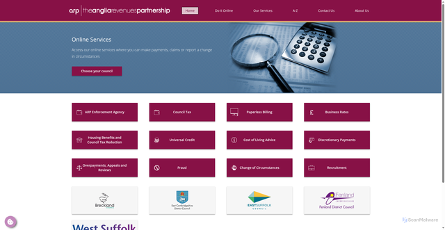 Security scan screenshot of https://www.angliarevenues.gov.uk/