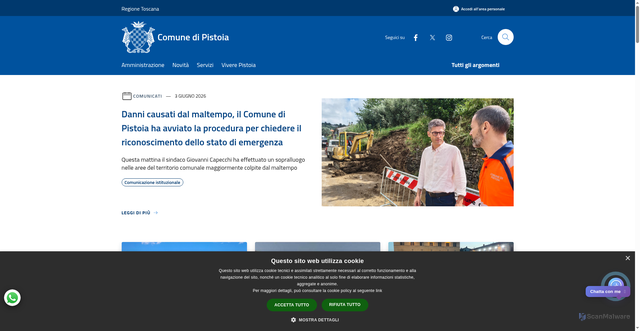 Security scan screenshot of https://www.comune.pistoia.it
