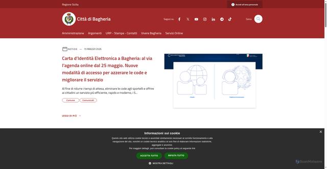 Security scan screenshot of https://www.comune.bagheria.pa.it