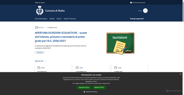 Security scan screenshot of https://www.comune.rialto.sv.it/it
