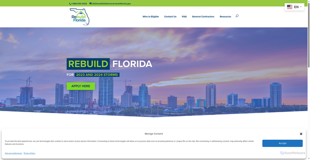 Security scan screenshot of https://rebuildflorida.gov/