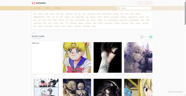 Security scan screenshot of https://animesher.com