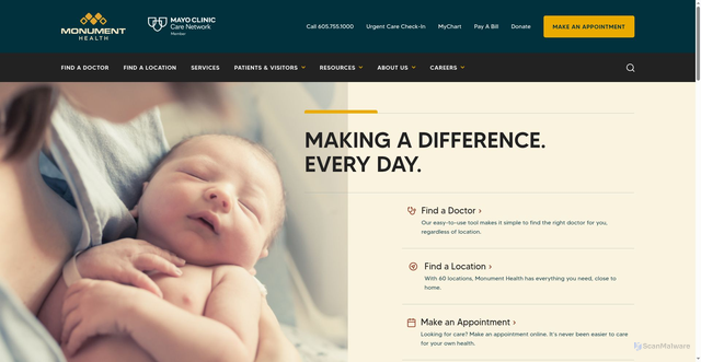 Security scan screenshot of https://monument.health