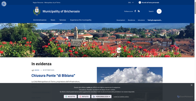 Security scan screenshot of https://www.comune.bricherasio.to.it/it-it/home