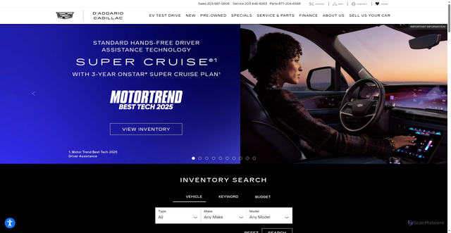 Security scan screenshot of https://www.daddariocadillac.com/