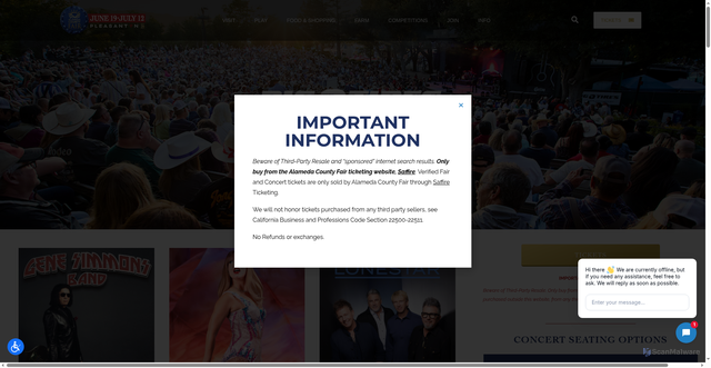 Security scan screenshot of https://annual.alamedacountyfair.com/concerts/