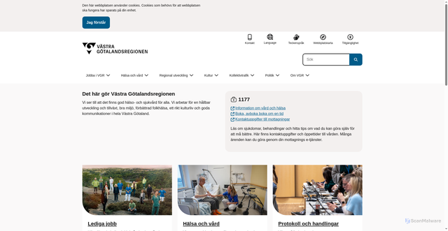 Security scan screenshot of https://www.vgregion.se/