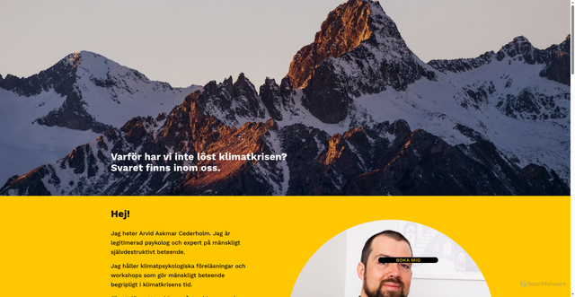 Security scan screenshot of https://klimatpsykologi.nu