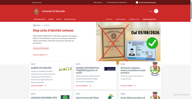 Security scan screenshot of https://www.comune.sarcedo.vi.it