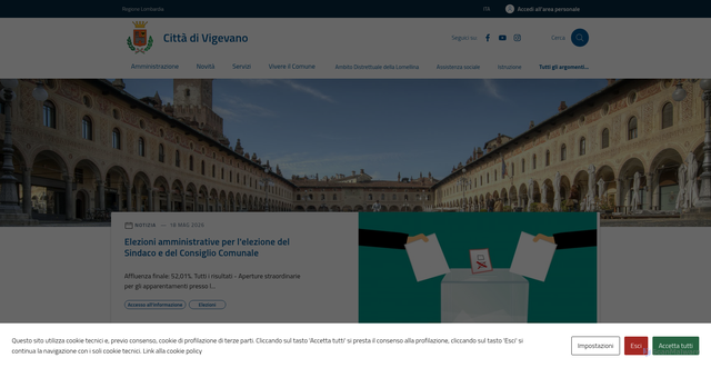 Security scan screenshot of https://www.comune.vigevano.pv.it