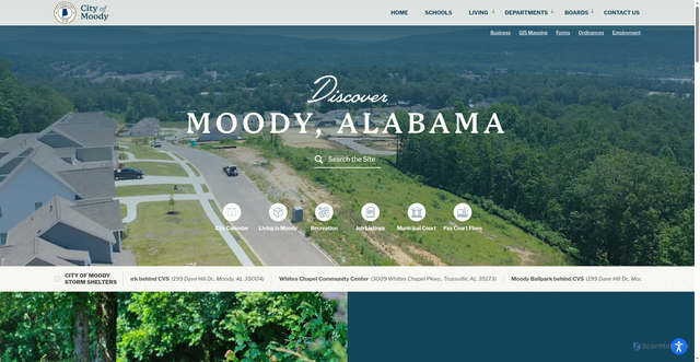 Security scan screenshot of https://www.moodyalabama.gov/
