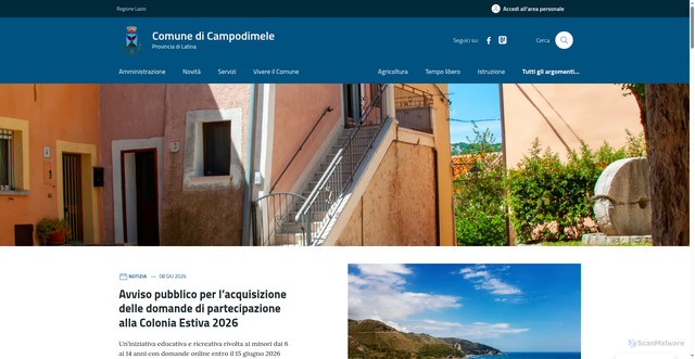 Security scan screenshot of https://www.comune.campodimele.lt.it