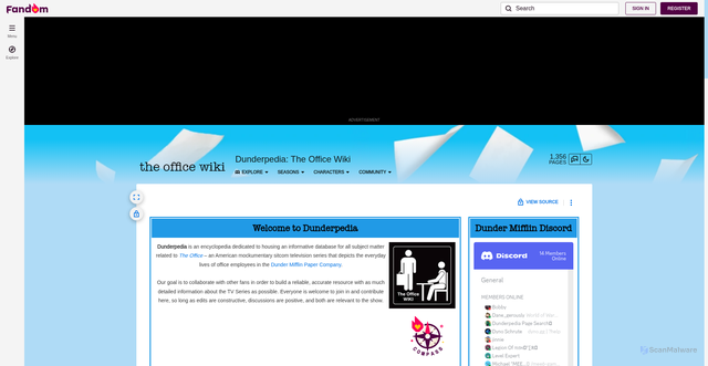 Security scan screenshot of https://theoffice.fandom.com/wiki/Main_Page