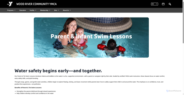 Security scan screenshot of https://www.woodriverymca.org/parent-infant-lessons/