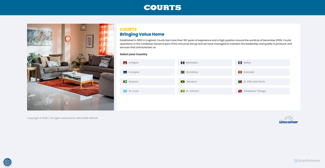 Security scan screenshot of https://www.courts.com