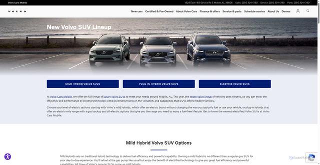 Security scan screenshot of https://www.volvocarsmobile.com/volvo-suvs.htm
