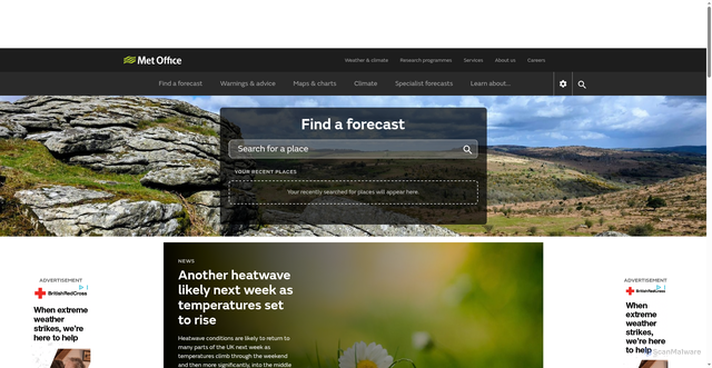 Security scan screenshot of https://weather.metoffice.gov.uk