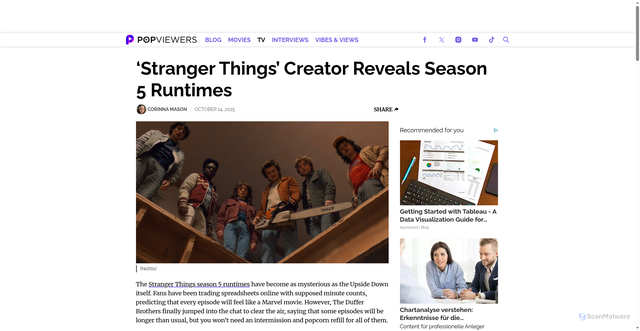 Security scan screenshot of https://popviewers.com/stranger-things-season-5-runtimes/