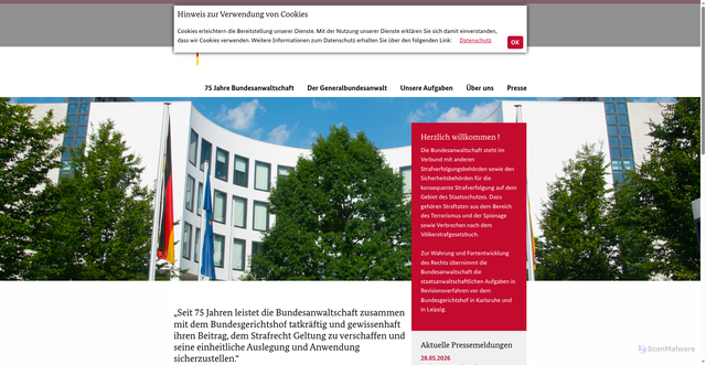 Security scan screenshot of http://www.generalbundesanwalt.de