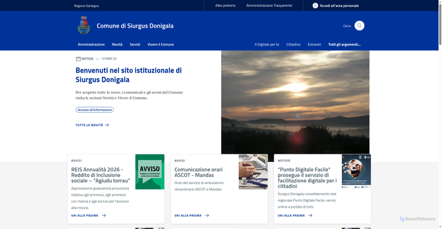 Security scan screenshot of https://www.comune.siurgusdonigala.ca.it