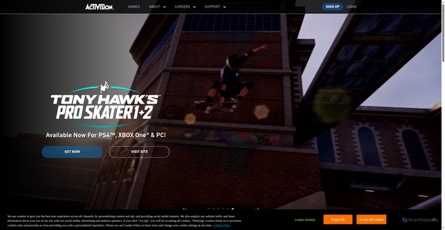 Security scan screenshot of https://www.activision.com/