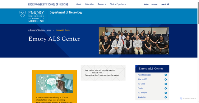 Security scan screenshot of https://als.emory.edu