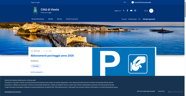 Security scan screenshot of https://www.comune.vieste.fg.it/