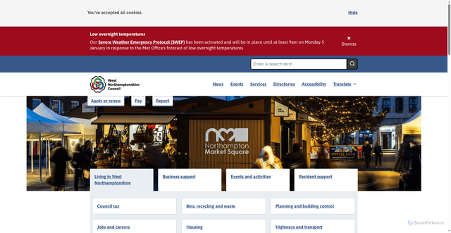 Security scan screenshot of https://www.westnorthants.gov.uk