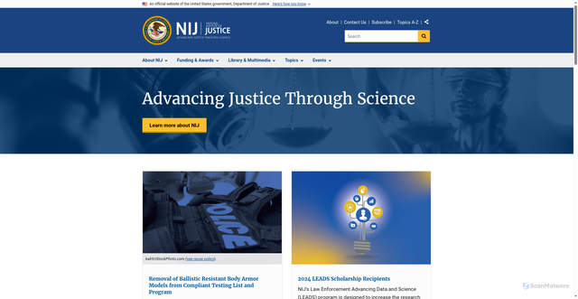 Security scan screenshot of https://nij.ojp.gov/