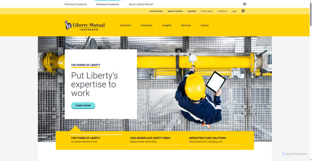 Security scan screenshot of https://business.libertymutual.com