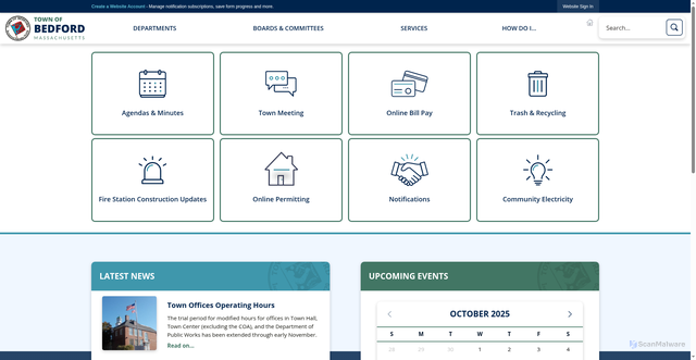 Security scan screenshot of https://bedfordma.gov/