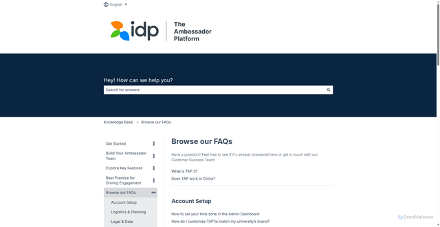 Security scan screenshot of https://knowledge.theambassadorplatform.com/browse-our-faqs