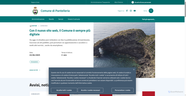 Security scan screenshot of https://www.comunepantelleria.it