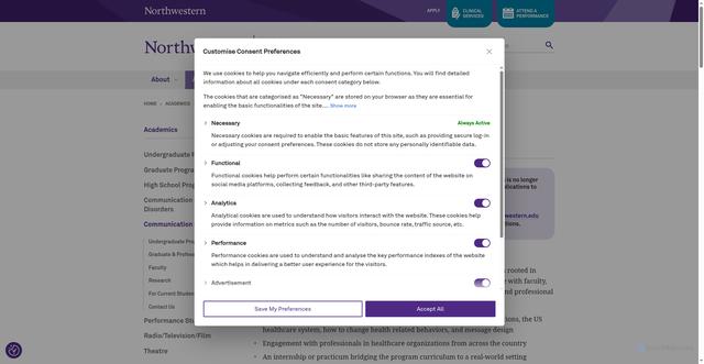 Security scan screenshot of https://healthcomm.northwestern.edu