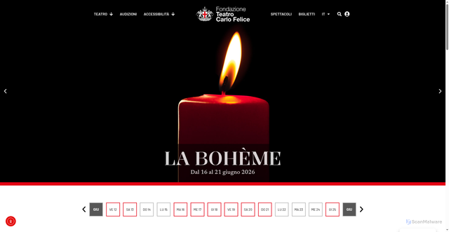 Security scan screenshot of https://www.teatrocarlofelice.it