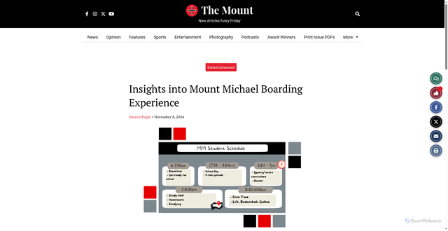 Security scan screenshot of https://mountonline.org/4454/entertainment/insights-into-mount-michael-boarding-experience/