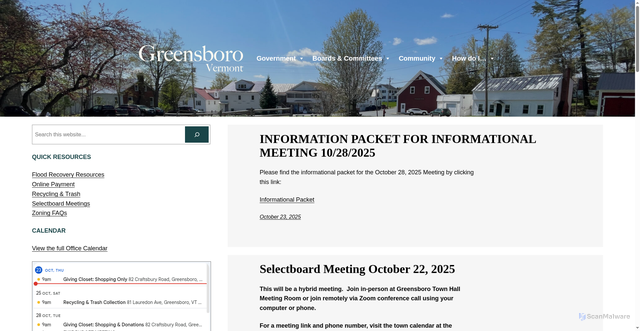 Security scan screenshot of https://greensborovt.gov/