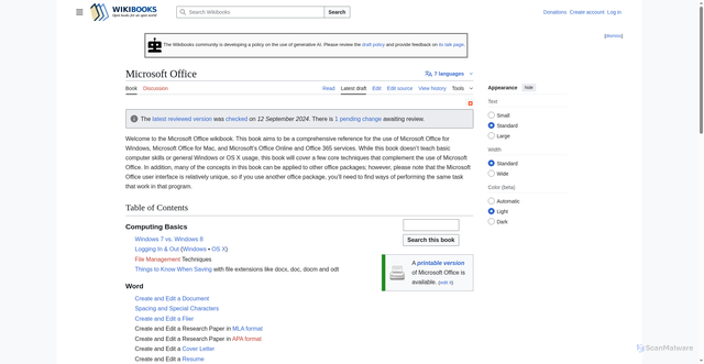 Security scan screenshot of https://href.li/?https://en.wikibooks.org/wiki/Microsoft_Office