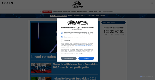 Security scan screenshot of https://eurovisionworld.com/