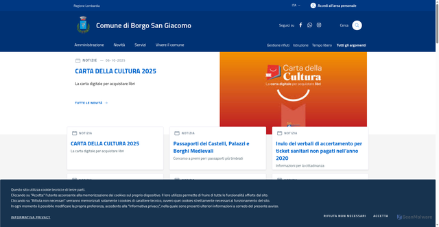 Security scan screenshot of https://www.comune.borgosangiacomo.bs.it/